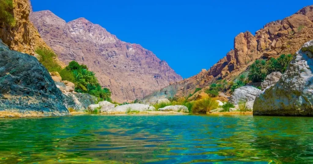 Wadi Tiwi Adventure from Sur – palm valley and mountain scenery